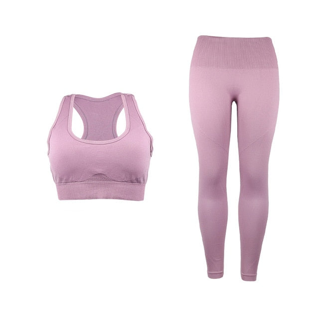 2 Piece High Waist Straps Seamless Yoga Set Women Fitness Clothing Gym Running Workout Sport Suit High Elasticity Bra Pants