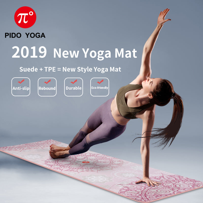 PIDO YOGA Yoga Mat 7mm Thick And Long Printed Suede with TPE Fitness Mat Gym Non-Slip Dance Mat