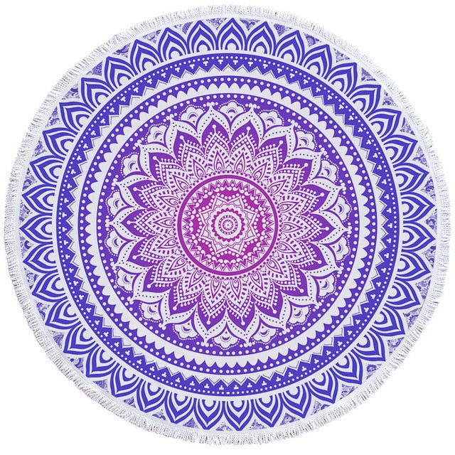 BeddingOutlet Chakra Beach Towel Tassel Toalla Mandala Tapestry Sunblock Round Cover-Up Bath Towel Lotus Bohemian Yoga Mat 150cm