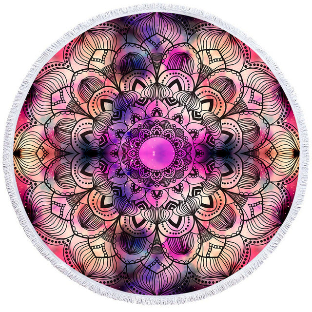 BeddingOutlet Chakra Beach Towel Tassel Toalla Mandala Tapestry Sunblock Round Cover-Up Bath Towel Lotus Bohemian Yoga Mat 150cm