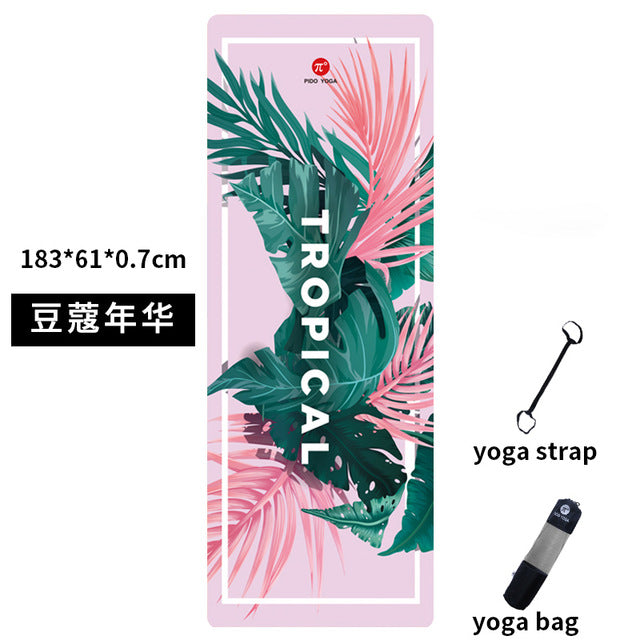 PIDO YOGA Yoga Mat 7mm Thick And Long Printed Suede with TPE Fitness Mat Gym Non-Slip Dance Mat