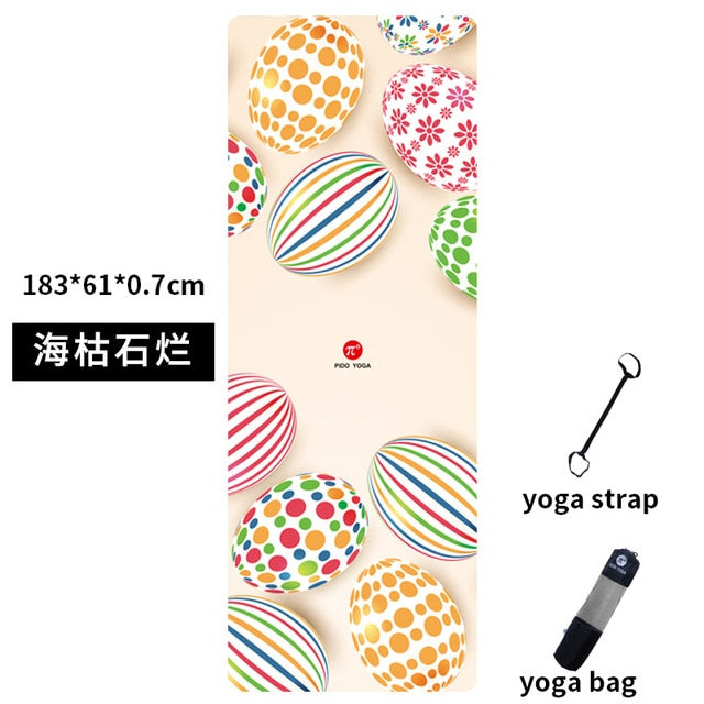 PIDO YOGA Yoga Mat 7mm Thick And Long Printed Suede with TPE Fitness Mat Gym Non-Slip Dance Mat