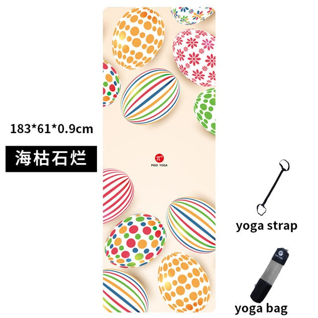 PIDO YOGA Yoga Mat 7mm Thick And Long Printed Suede with TPE Fitness Mat Gym Non-Slip Dance Mat