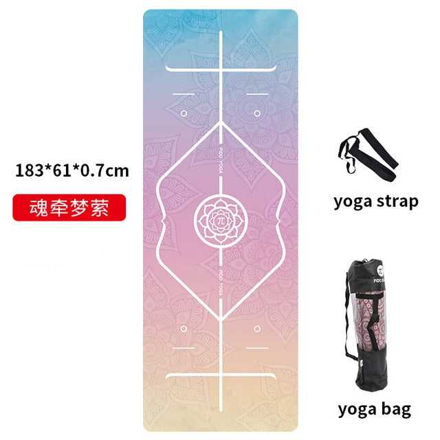 PIDO YOGA Yoga Mat 7mm Thick And Long Printed Suede with TPE Fitness Mat Gym Non-Slip Dance Mat