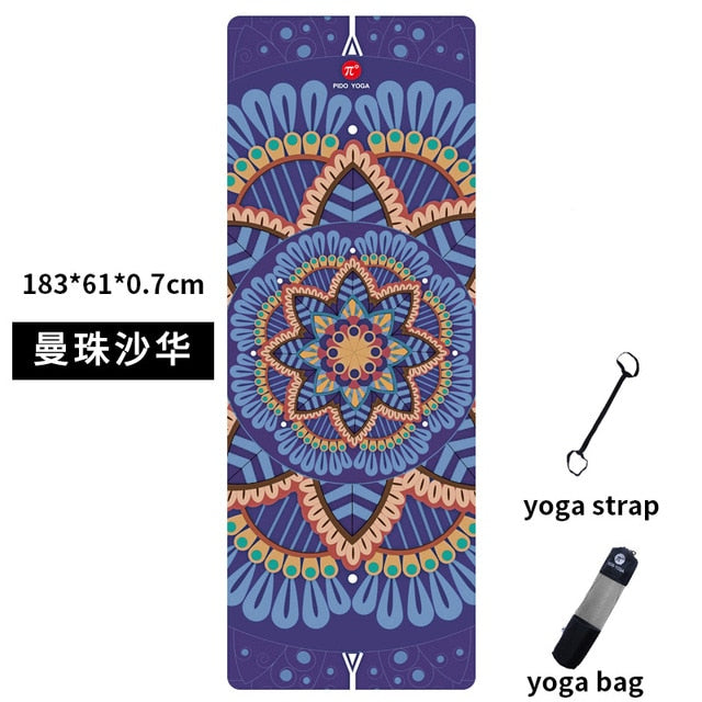 PIDO YOGA Yoga Mat 7mm Thick And Long Printed Suede with TPE Fitness Mat Gym Non-Slip Dance Mat