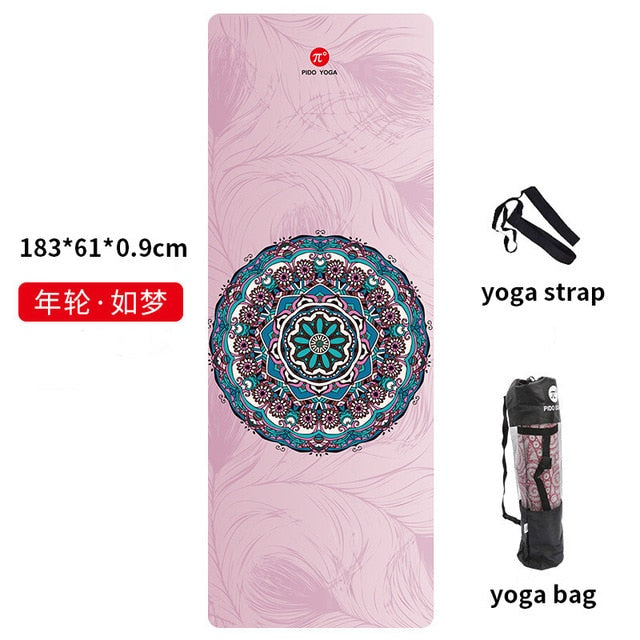 PIDO YOGA Yoga Mat 7mm Thick And Long Printed Suede with TPE Fitness Mat Gym Non-Slip Dance Mat