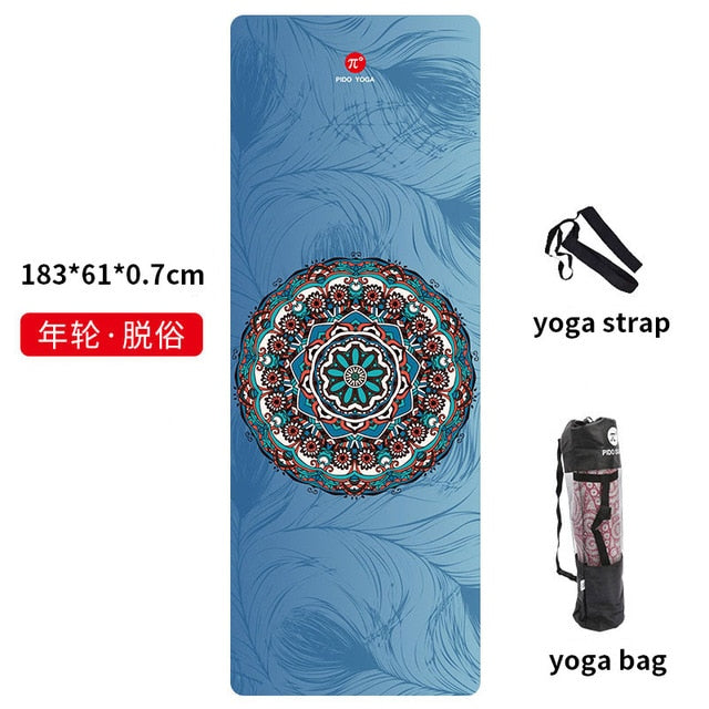 PIDO YOGA Yoga Mat 7mm Thick And Long Printed Suede with TPE Fitness Mat Gym Non-Slip Dance Mat