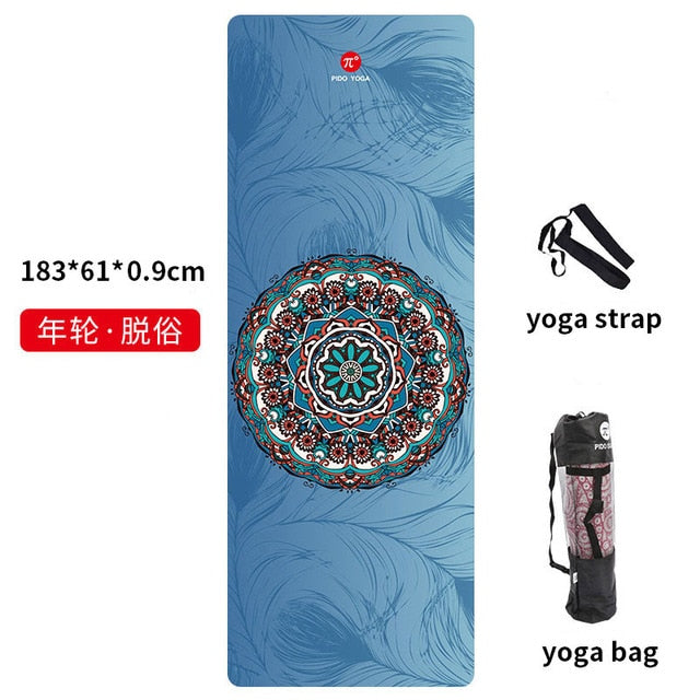 PIDO YOGA Yoga Mat 7mm Thick And Long Printed Suede with TPE Fitness Mat Gym Non-Slip Dance Mat