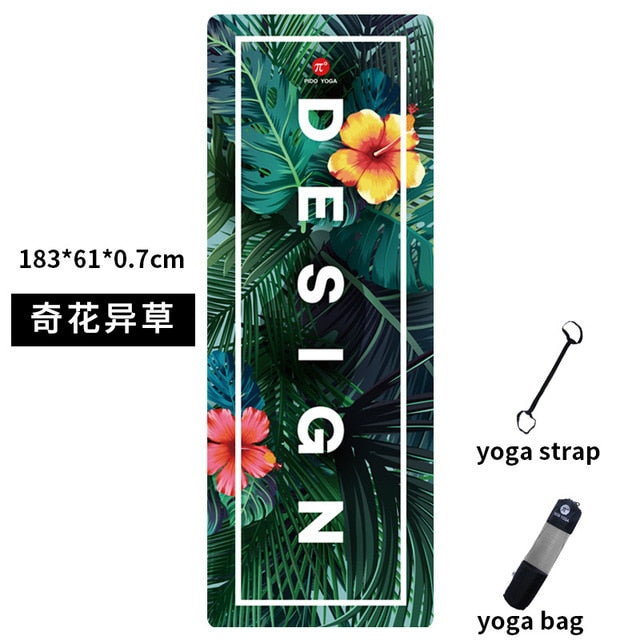 PIDO YOGA Yoga Mat 7mm Thick And Long Printed Suede with TPE Fitness Mat Gym Non-Slip Dance Mat