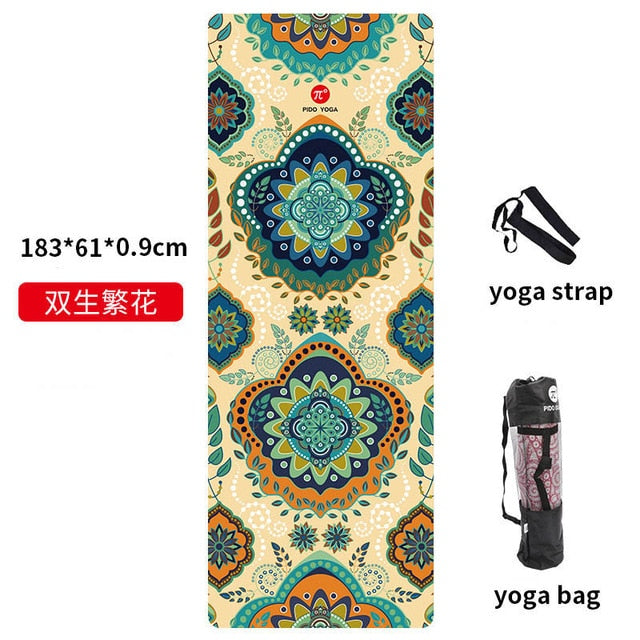 PIDO YOGA Yoga Mat 7mm Thick And Long Printed Suede with TPE Fitness Mat Gym Non-Slip Dance Mat