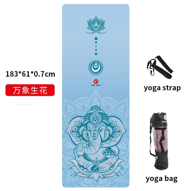 PIDO YOGA Yoga Mat 7mm Thick And Long Printed Suede with TPE Fitness Mat Gym Non-Slip Dance Mat