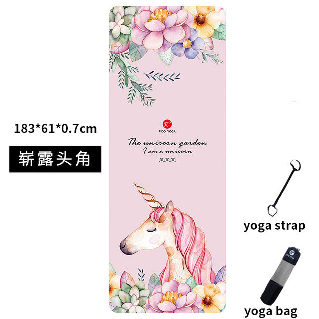 PIDO YOGA Yoga Mat 7mm Thick And Long Printed Suede with TPE Fitness Mat Gym Non-Slip Dance Mat