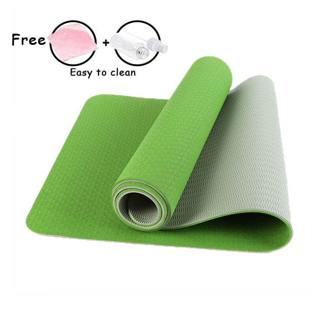 6MM Yoga Mats for Fitness Non-Slip Double Colors Safe to Use for Beginner Eco-friendly Body Building Exercise Mat for Pilate