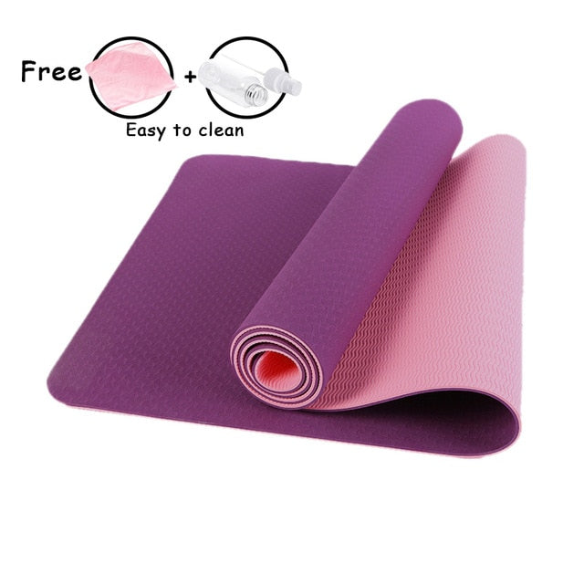 6MM Yoga Mats for Fitness Non-Slip Double Colors Safe to Use for Beginner Eco-friendly Body Building Exercise Mat for Pilate