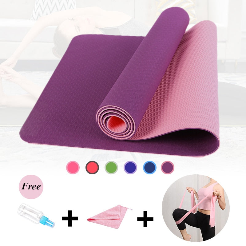 6MM Yoga Mats for Fitness Non-Slip Double Colors Safe to Use for Beginner Eco-friendly Body Building Exercise Mat for Pilate