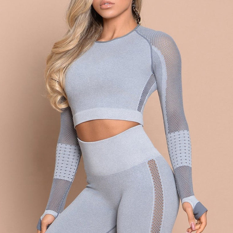 Women Yoga Crop Top Seamless Leggings Yoga Set Workout Yoga Pants Gym Set High Waist Legging Pants Sport Clothing Fitness Shirt