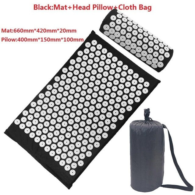 Massager Cushion Massage Yoga Mat Acupressure Relieve Stress Back Body Pain Spike Mat Acupuncture Massage Yoga Mat with Pillow