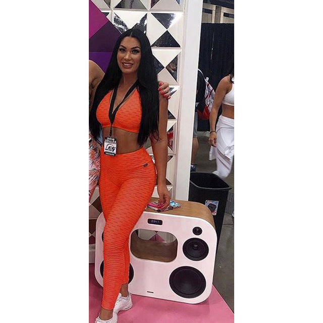 Heal Orange New Women Sports Suit Fitness Gym Clothing 2 Piece Set Tracksuit Sexy Running Set Bras Leggings Yoga Set