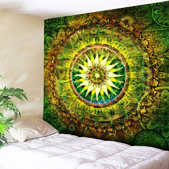 Large Size Wall Mandala Tapestry Bohemian Wall Hanging Art Carpet Blanket Yoga Mat Decorative Vintage Green Tapestry for Home