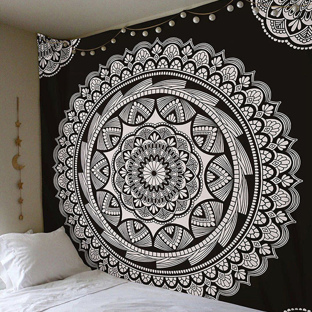 Large 200x150cm Mandala Indian Tapestry Wall Hanging Bohemian Beach Mat Polyester Blanket Yoga Mat Home Bedroom Art Carpet