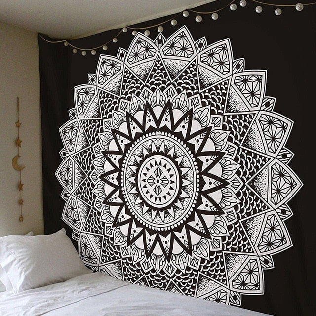 Large 200x150cm Mandala Indian Tapestry Wall Hanging Bohemian Beach Mat Polyester Blanket Yoga Mat Home Bedroom Art Carpet