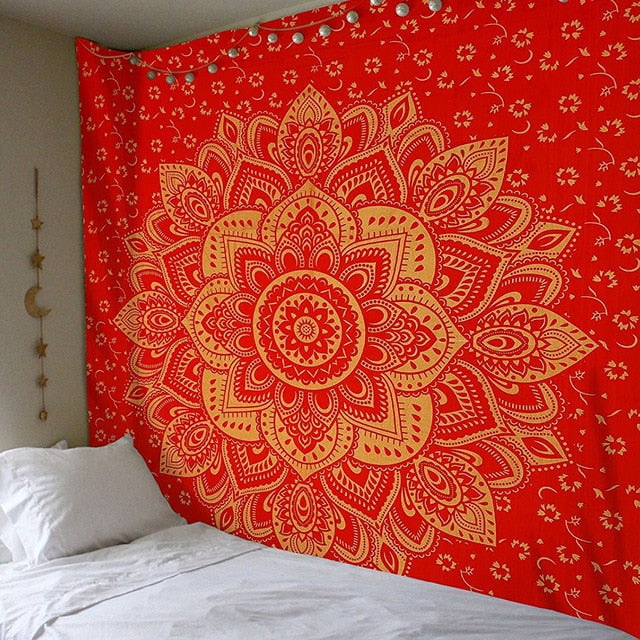 Large 200x150cm Mandala Indian Tapestry Wall Hanging Bohemian Beach Mat Polyester Blanket Yoga Mat Home Bedroom Art Carpet