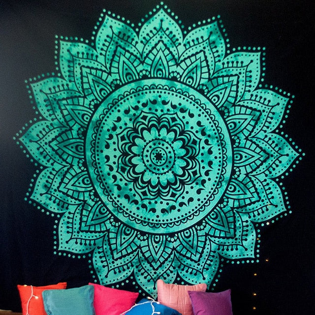 Large 200x150cm Mandala Indian Tapestry Wall Hanging Bohemian Beach Mat Polyester Blanket Yoga Mat Home Bedroom Art Carpet