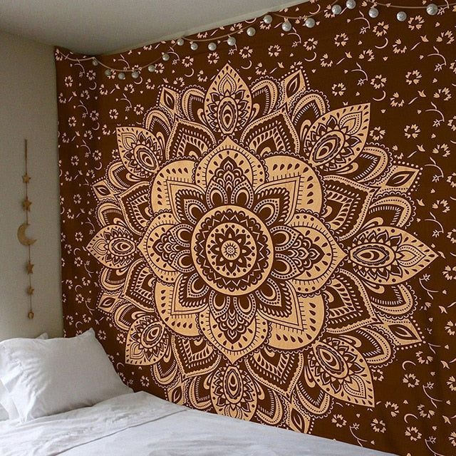 Large 200x150cm Mandala Indian Tapestry Wall Hanging Bohemian Beach Mat Polyester Blanket Yoga Mat Home Bedroom Art Carpet