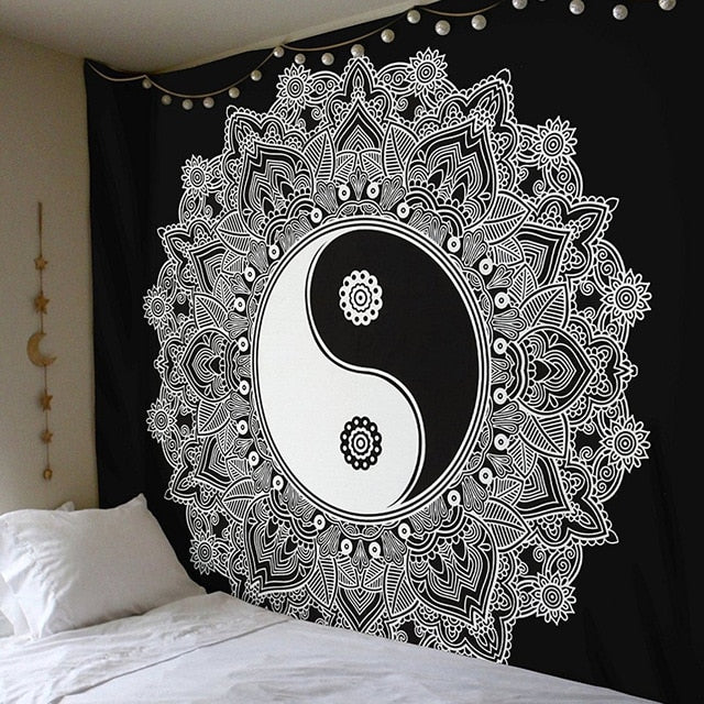 Large 200x150cm Mandala Indian Tapestry Wall Hanging Bohemian Beach Mat Polyester Blanket Yoga Mat Home Bedroom Art Carpet