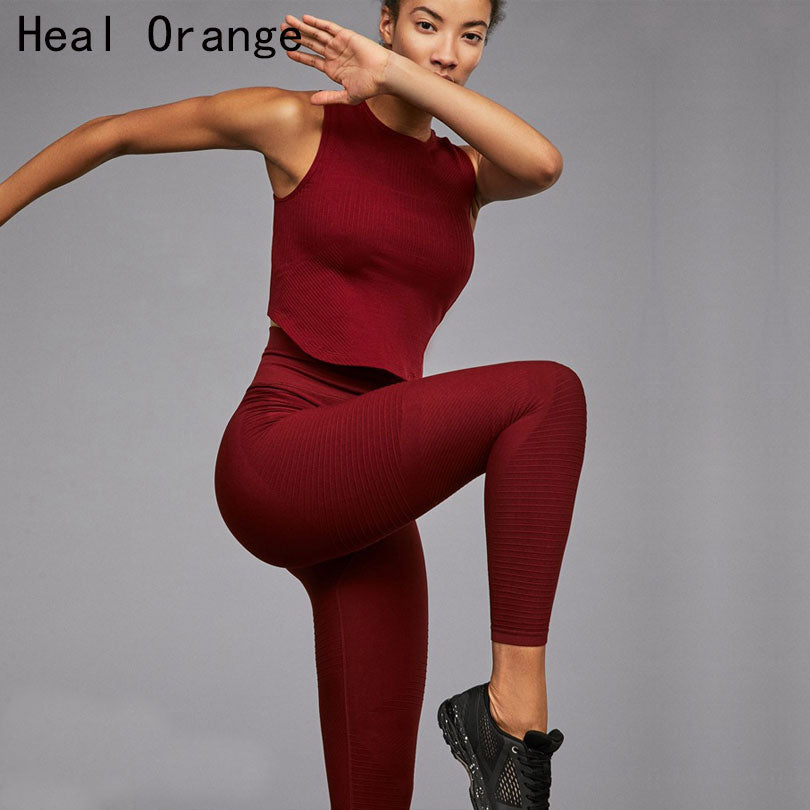 2pcs Vest Ombre Seamless Set Woman Sportswear Tracksuit Sport Suit Women Yoga Set Womens Exercise Sets Womens Workout Clothing