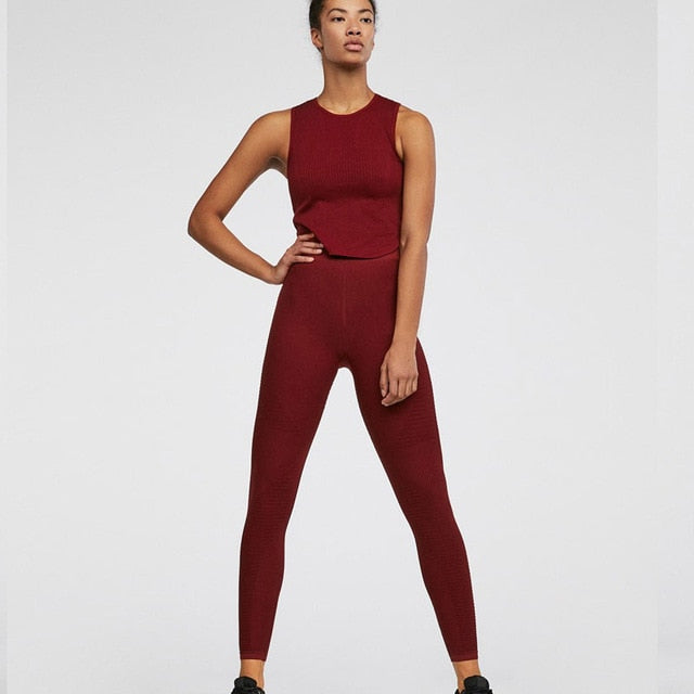 2pcs Vest Ombre Seamless Set Woman Sportswear Tracksuit Sport Suit Women Yoga Set Womens Exercise Sets Womens Workout Clothing